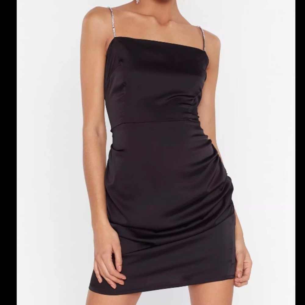 Nasty Gal Jewel World Diamante Satin Mini Dress
